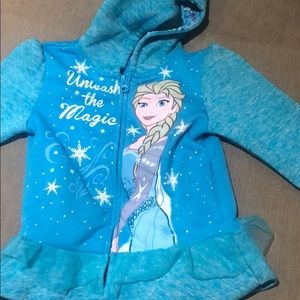 Blue girls frozen zip up with hood